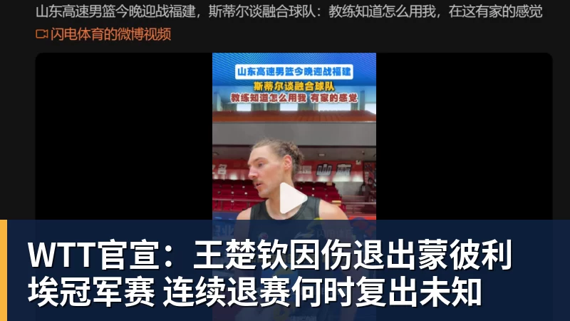WTT官宣：王楚钦因伤退出蒙彼利埃冠军赛 连续退赛何时复出未知